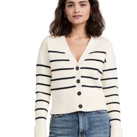 Scotch & Soda Cream and Black Striped Cardigan - Picture 1 of 9